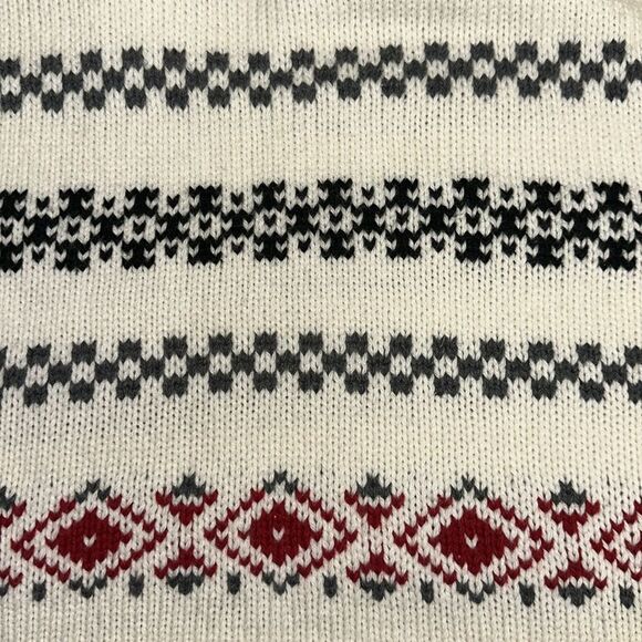 Talbots XL Ivory Red Nordic Fair Isle Wool Blend Knit Crewneck Sweater - Picture 14 of 15